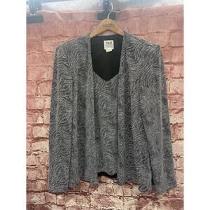 VTG USA R&M Richards Karen Kwong Long Oriental Top Silver Metallic Size 12 Top